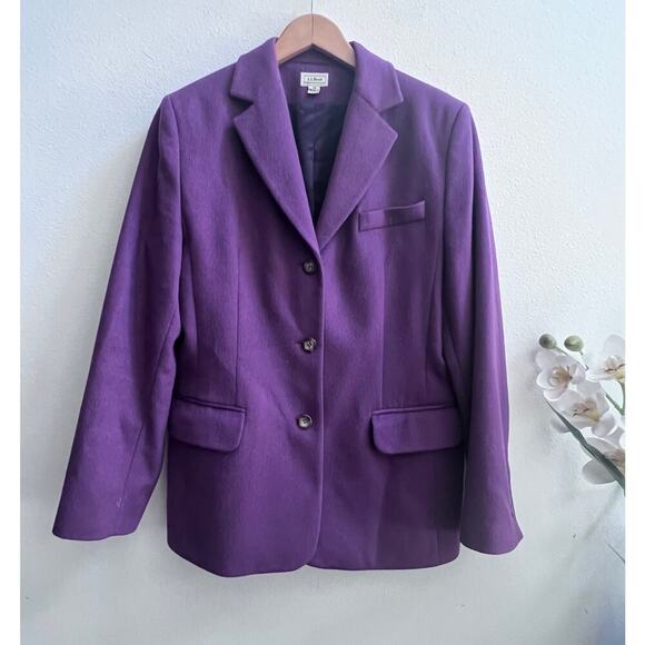 VTG L.L. Bean Purple Wool & Cashmere Blazer 10P Academia Preppy Office Old Money - Picture 1 of 8